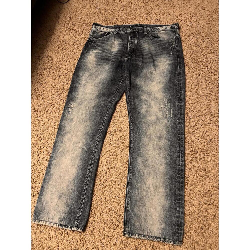 Sean John Acid Washed Faded Blue Jeans Men’s Size 38x32 Relaxed Straight Fit Y2K